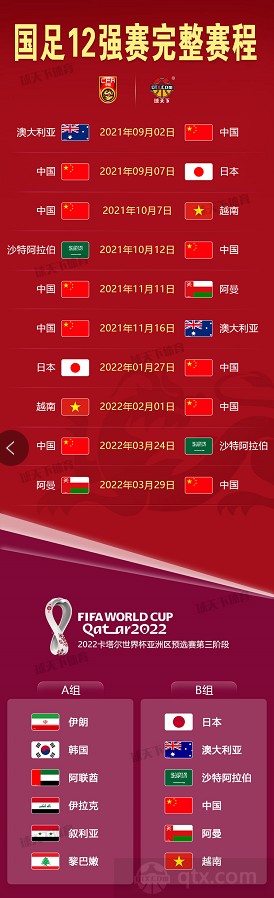 根据亚洲区组委会给到的世预赛12强赛的时间